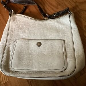 Coach, White, Leather, Large, Shoulder Bag